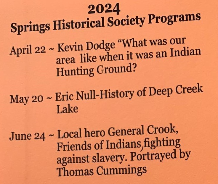 Springs Historical Society 2024 Program